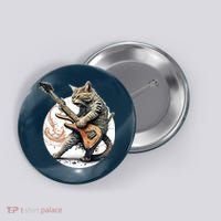 Cat Playing Guitar Rock Cat Heavy Metal Cat Music Cat Button thumb 0