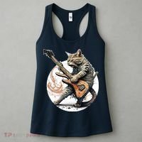 Cat Playing Guitar Rock Cat Heavy Metal Cat Music Cat Women's Tank Top thumb 3