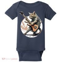 Cat Playing Guitar Rock Cat Heavy Metal Cat Music Cat Baby Bodysuit thumb 0