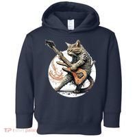 Cat Playing Guitar Rock Cat Heavy Metal Cat Music Cat Toddler Hoodie thumb 0