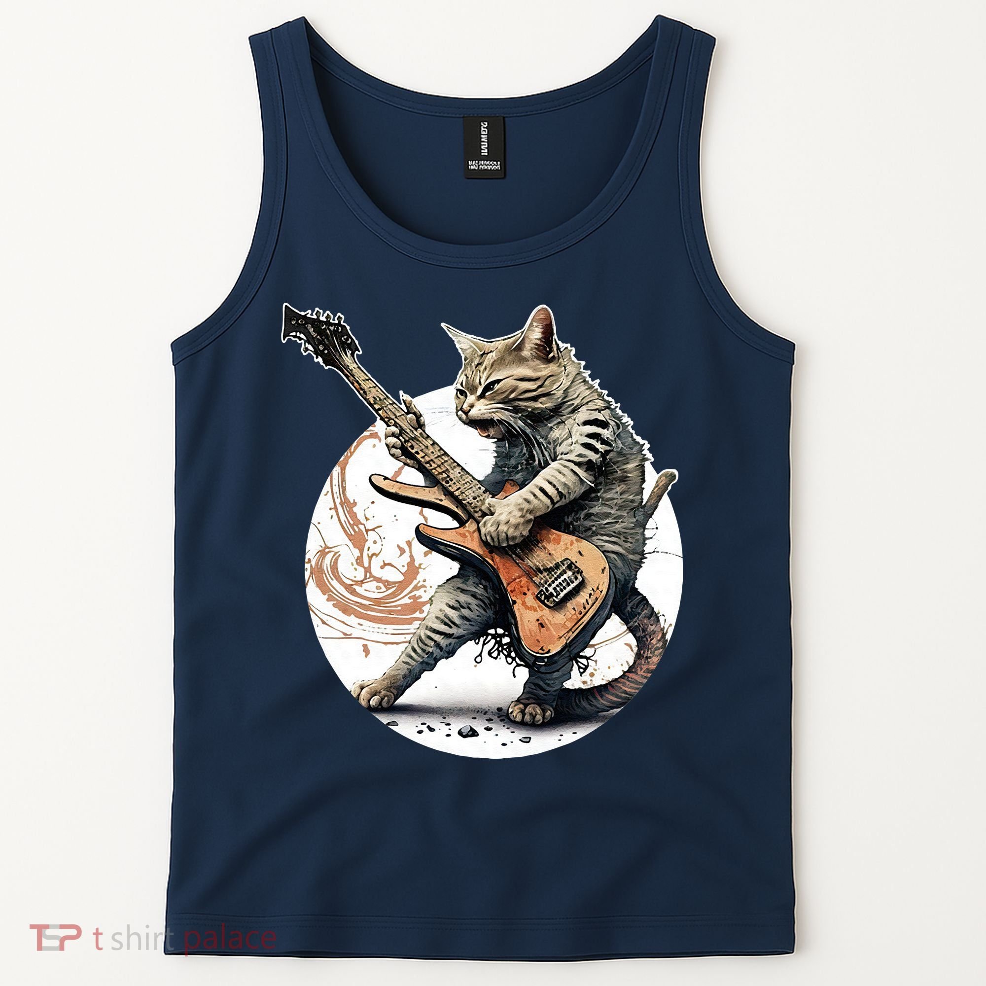 Cat Playing Guitar Rock Cat Heavy Metal Cat Music Cat Tank Top