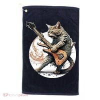 Cat Playing Guitar Rock Cat Heavy Metal Cat Music Cat Golf Towel thumb 0