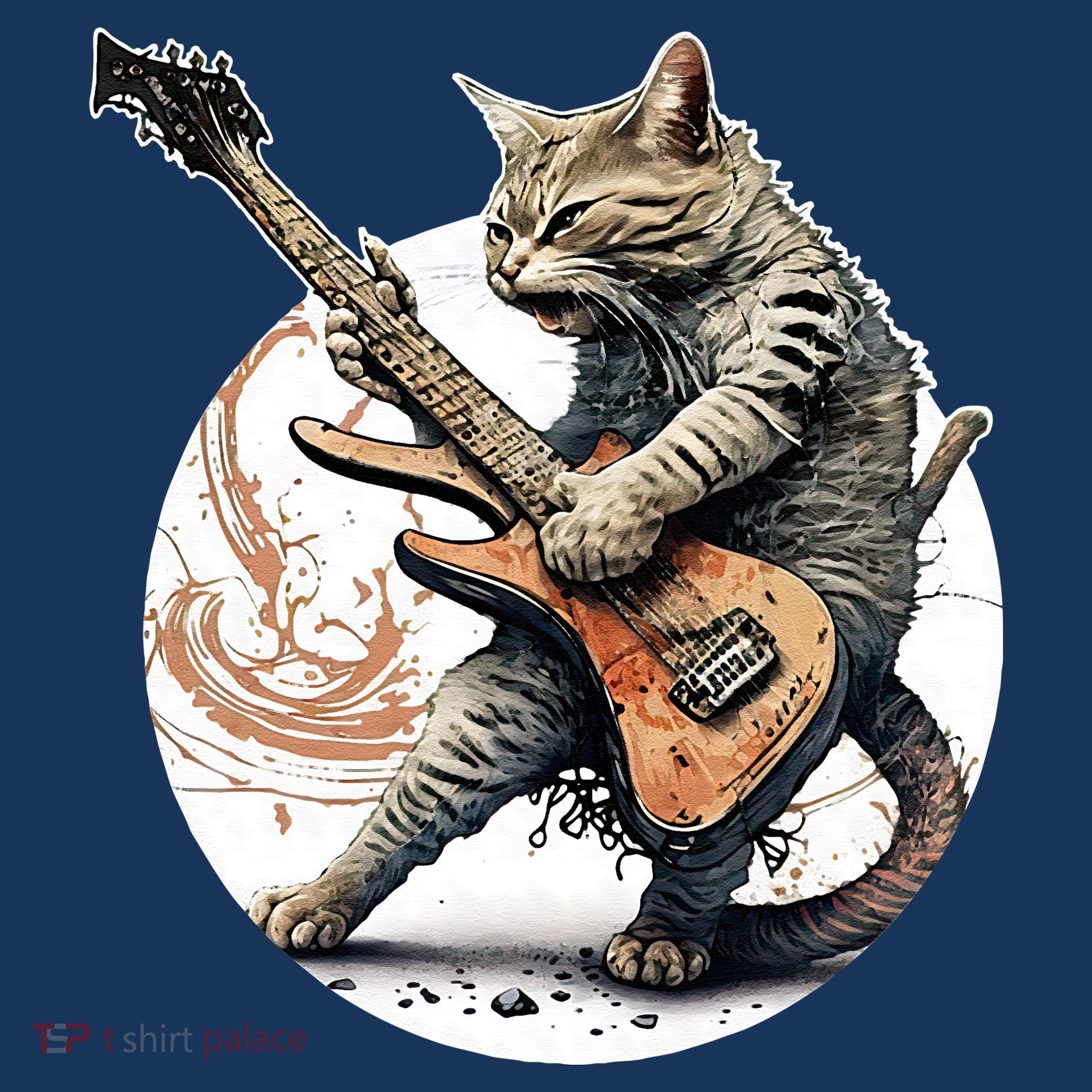 Cat Playing Guitar Rock Cat Heavy Metal Cat Music Cat Golf Towel