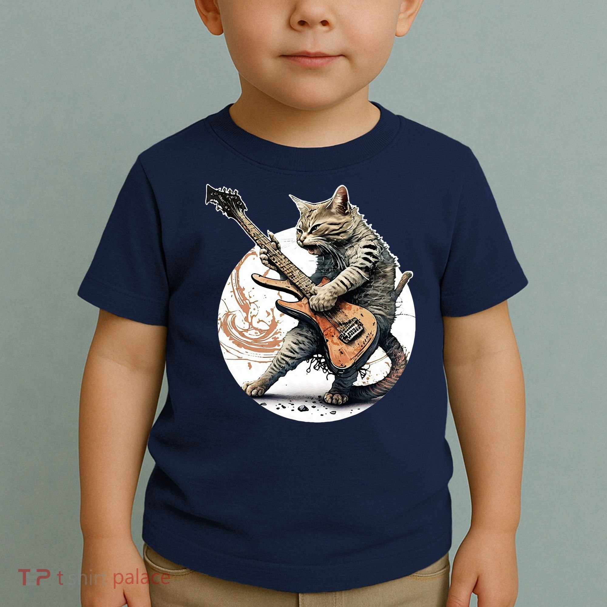 Cat Playing Guitar Rock Cat Heavy Metal Cat Music Cat Toddler T-Shirt