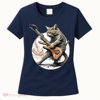 Cat Playing Guitar Rock Cat Heavy Metal Cat Music Cat Women's T-Shirt thumb 0