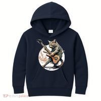 Cat Playing Guitar Rock Cat Heavy Metal Cat Music Cat Kids Hoodie thumb 0