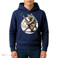 Cat Playing Guitar Rock Cat Heavy Metal Cat Music Cat Kids Hoodie thumb 4