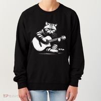 Cat Playing Guitar Acoustic Guitar Women's Sweatshirt thumb 0