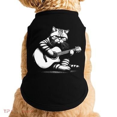 Cat Playing Guitar Acoustic Guitar Doggie Tank