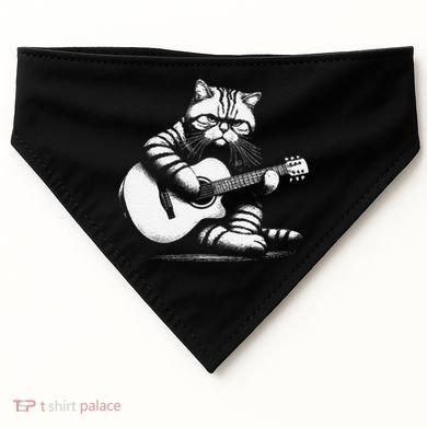 Cat Playing Guitar Acoustic Guitar USA-Made Doggie Bandana