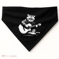 Cat Playing Guitar Acoustic Guitar USA-Made Doggie Bandana thumb 0