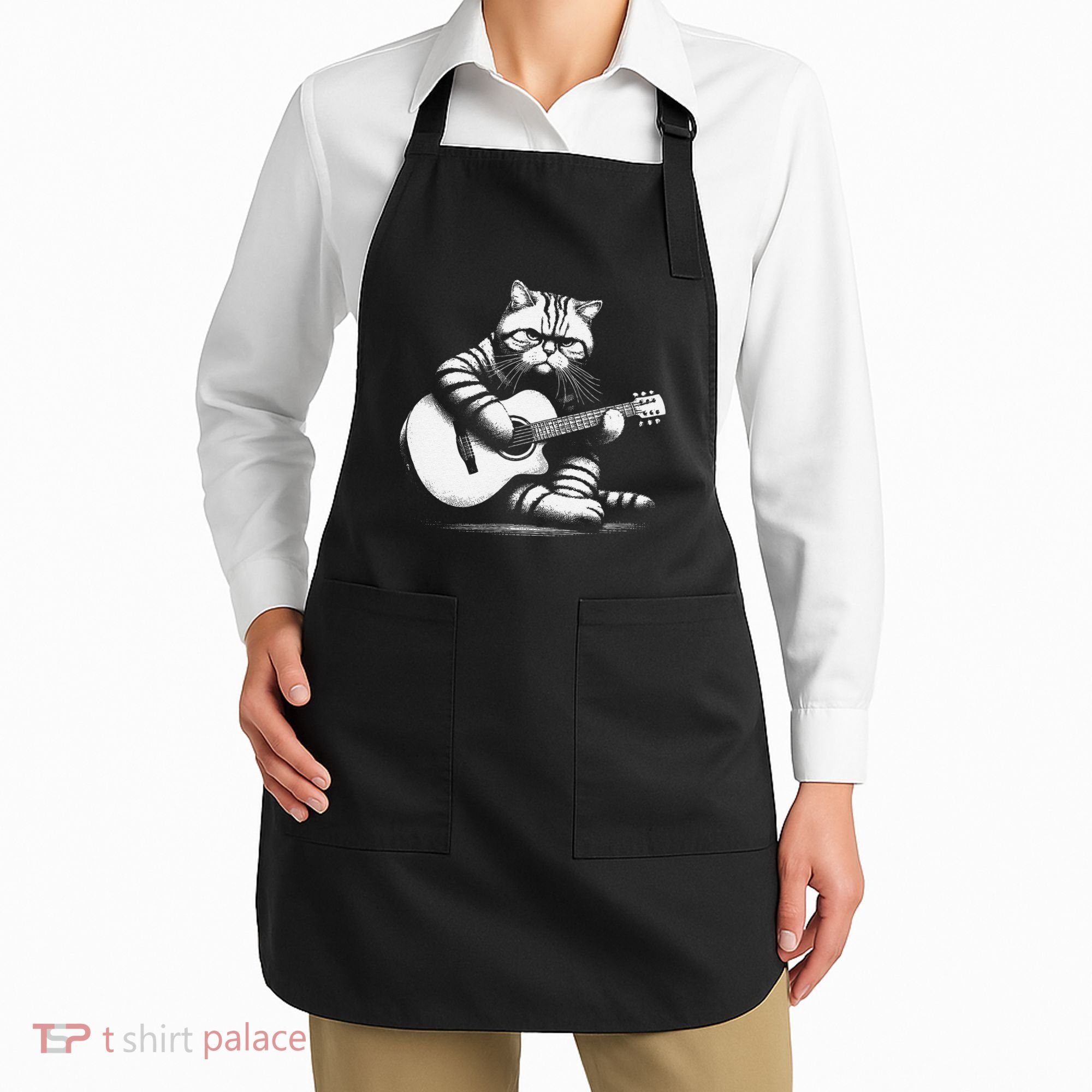 Cat Playing Guitar Acoustic Guitar Apron