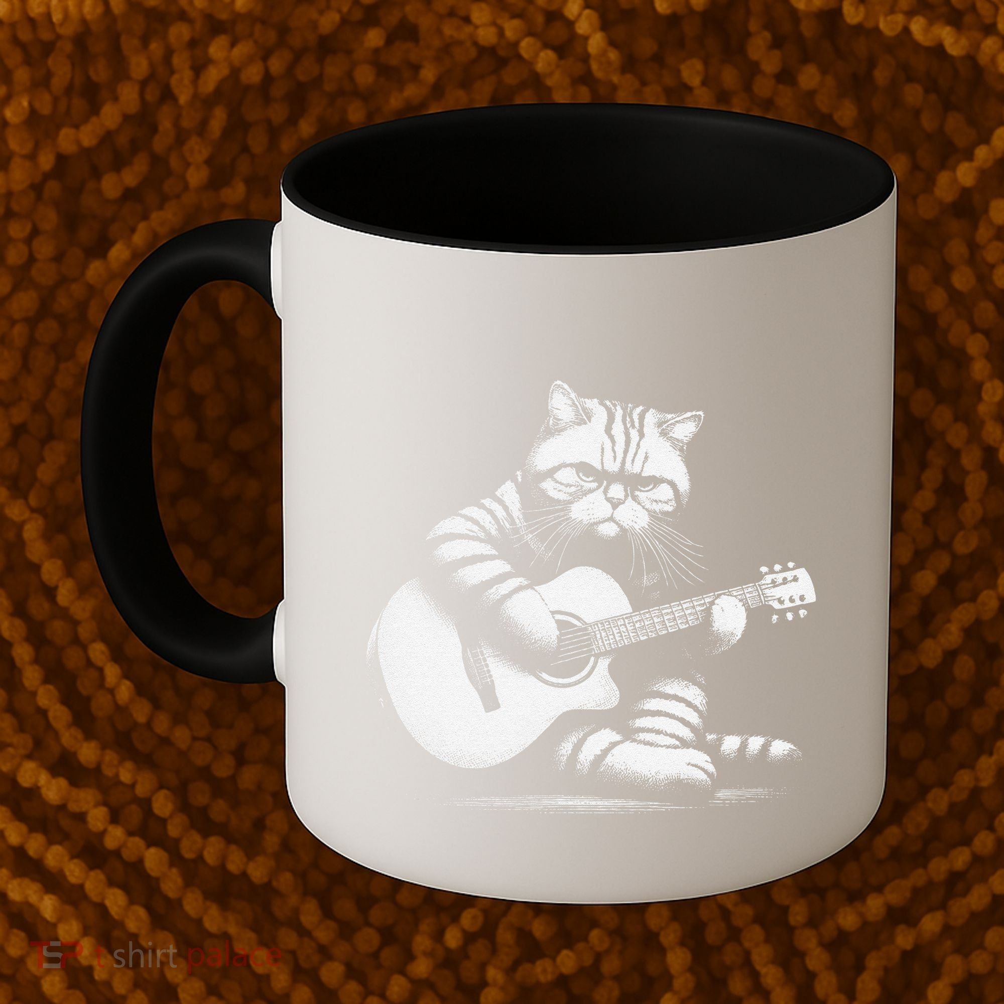 Cat Playing Guitar Acoustic Guitar Coffee Mug