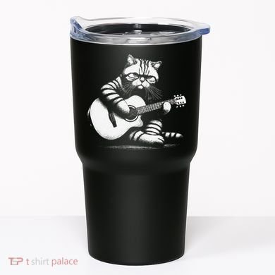 Cat Playing Guitar Acoustic Guitar Tumbler