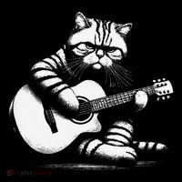 Cat Playing Guitar Acoustic Guitar Ornament thumb 1