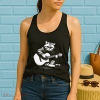 Cat Playing Guitar Acoustic Guitar Women's Tank Top thumb 2