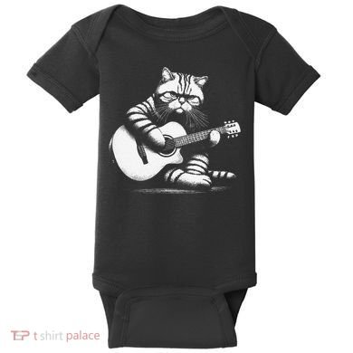 Cat Playing Guitar Acoustic Guitar Baby Bodysuit