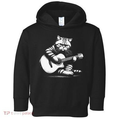 Cat Playing Guitar Acoustic Guitar Toddler Hoodie