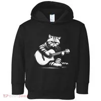 Cat Playing Guitar Acoustic Guitar Toddler Hoodie thumb 0