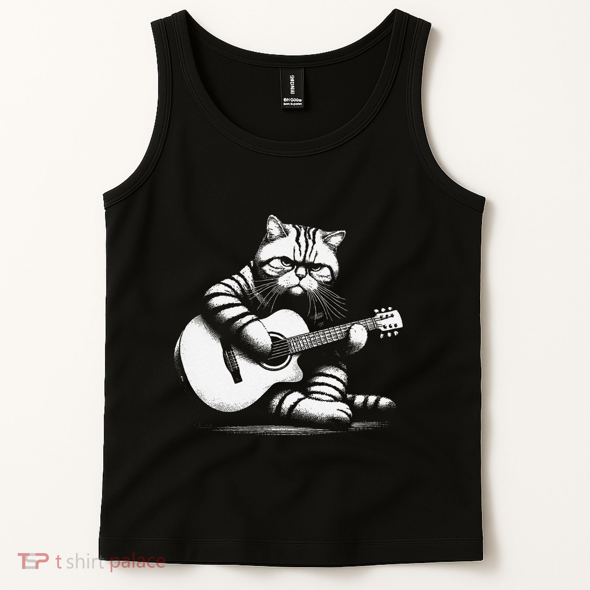 Cat Playing Guitar Acoustic Guitar Tank Top