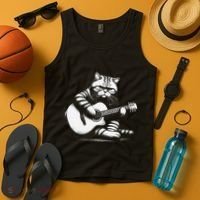 Cat Playing Guitar Acoustic Guitar Tank Top thumb 4