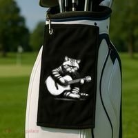 Cat Playing Guitar Acoustic Guitar Golf Towel thumb 2