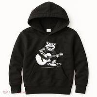 Cat Playing Guitar Acoustic Guitar Kids Hoodie thumb 0