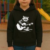 Cat Playing Guitar Acoustic Guitar Kids Hoodie thumb 3