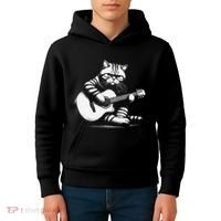 Cat Playing Guitar Acoustic Guitar Kids Hoodie thumb 4