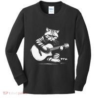 Cat Playing Guitar Acoustic Guitar Kids Long Sleeve Shirt thumb 0