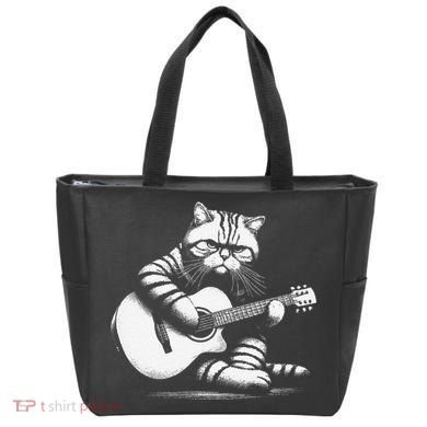 Cat Playing Guitar Acoustic Guitar Tote Bag