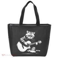 Cat Playing Guitar Acoustic Guitar Tote Bag thumb 0