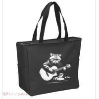 Cat Playing Guitar Acoustic Guitar Tote Bag thumb 2