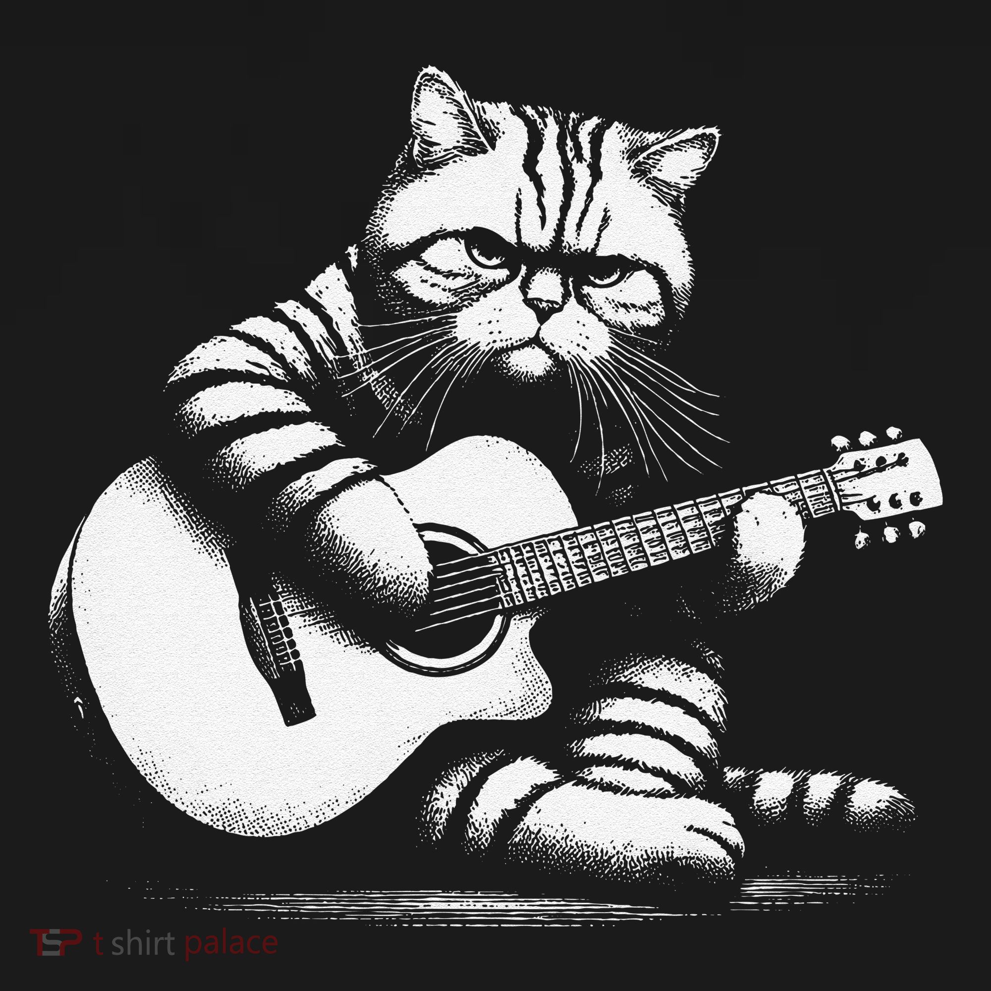 Cat Playing Guitar Acoustic Guitar Tote Bag