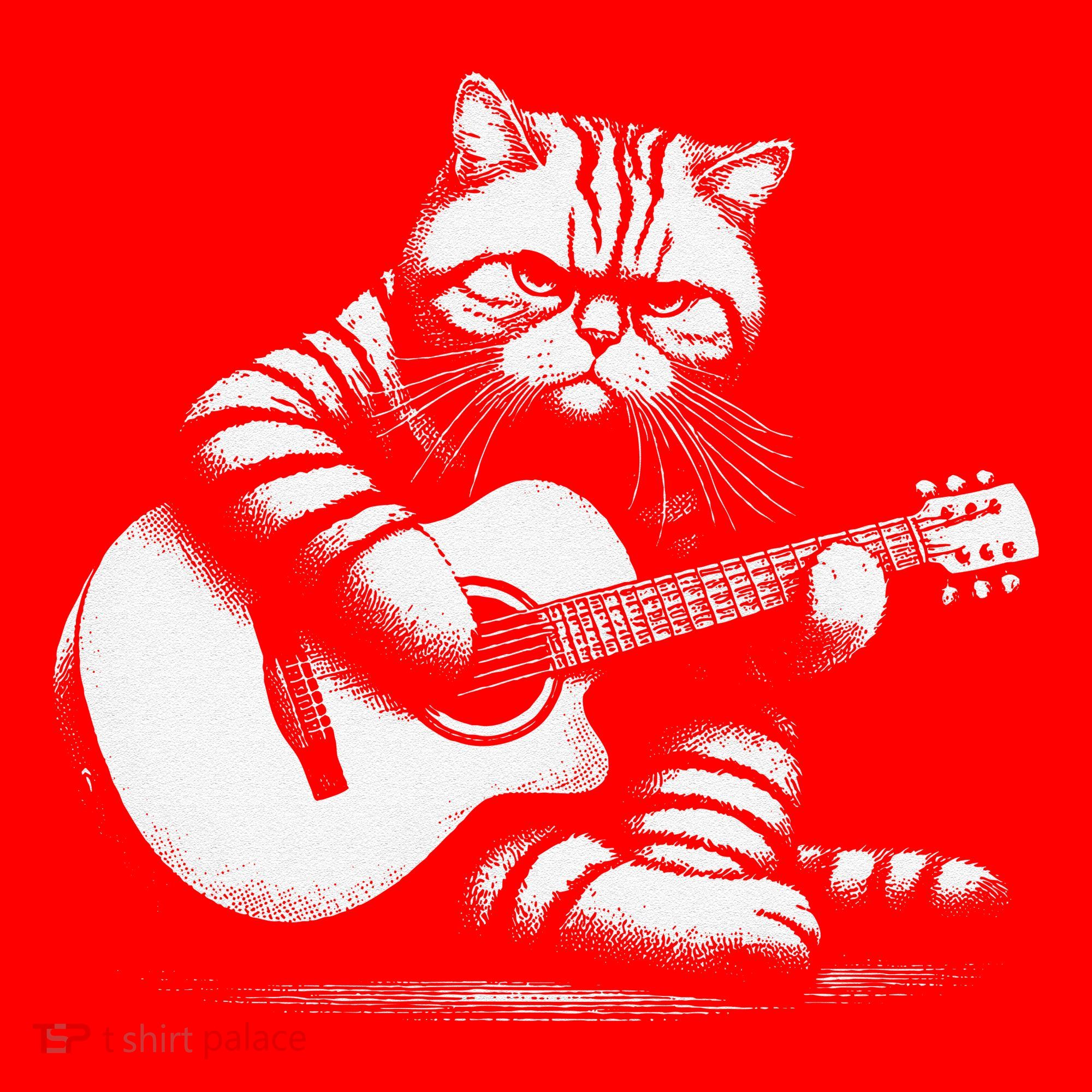 Cat Playing Guitar Acoustic Guitar Santa Hat