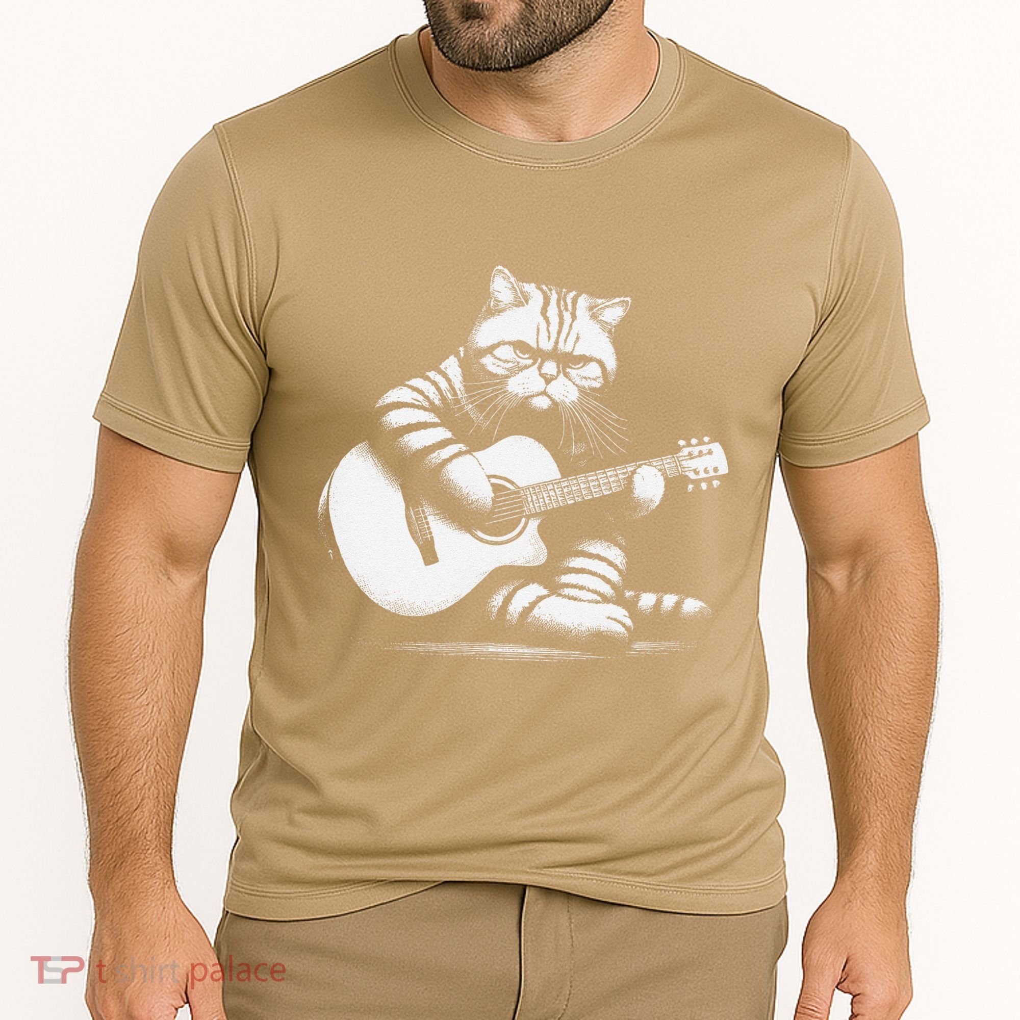 Cat Playing Guitar Acoustic Guitar Cooling Performance Crew T-Shirt