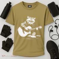 Cat Playing Guitar Acoustic Guitar Cooling Performance Crew T-Shirt thumb 3