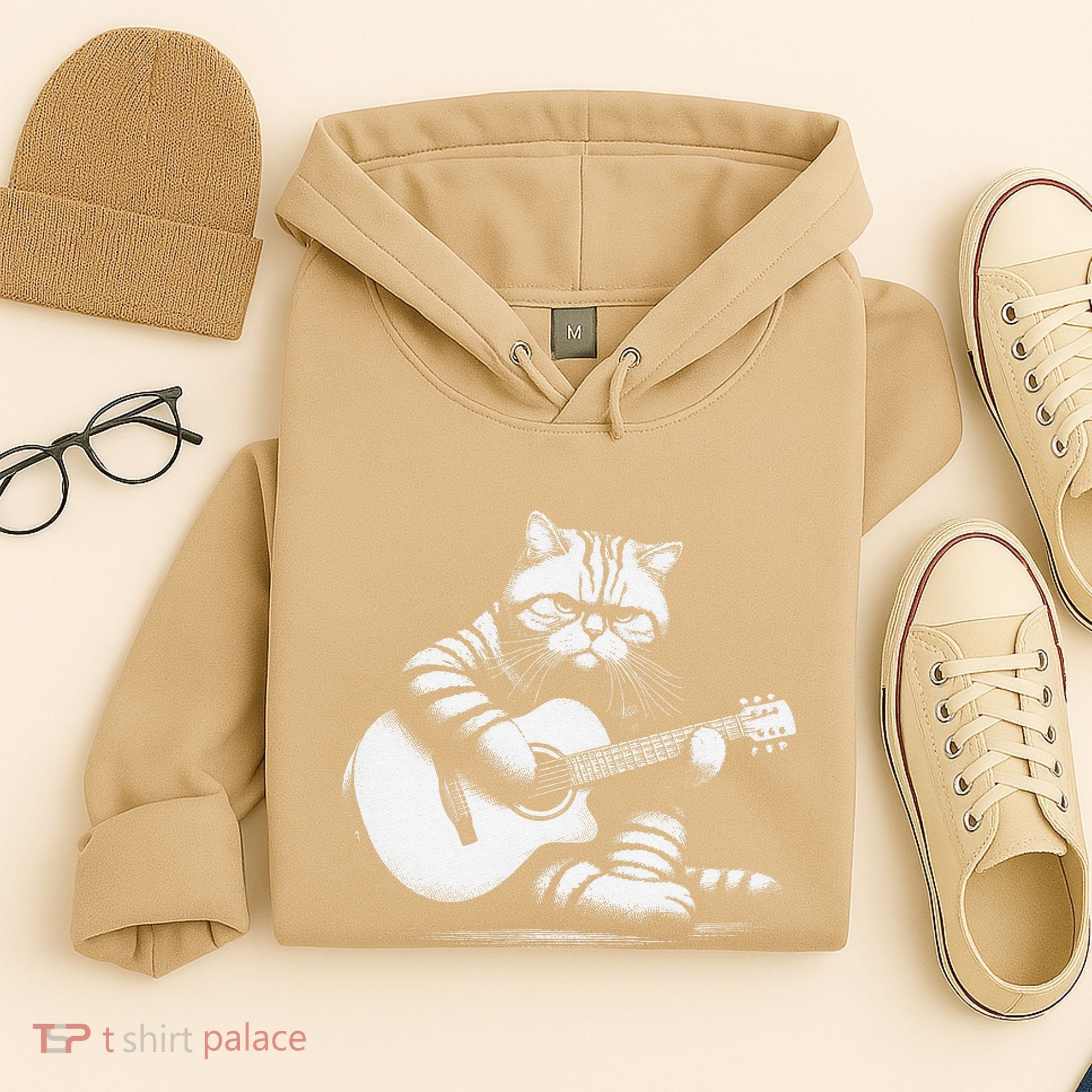 Cat Playing Guitar Acoustic Guitar Hoodie