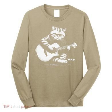 Cat Playing Guitar Acoustic Guitar Long Sleeve Shirt