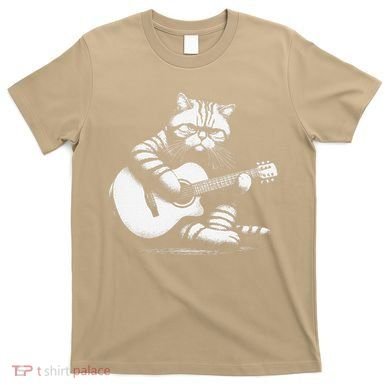 Cat Playing Guitar Acoustic Guitar T-Shirt