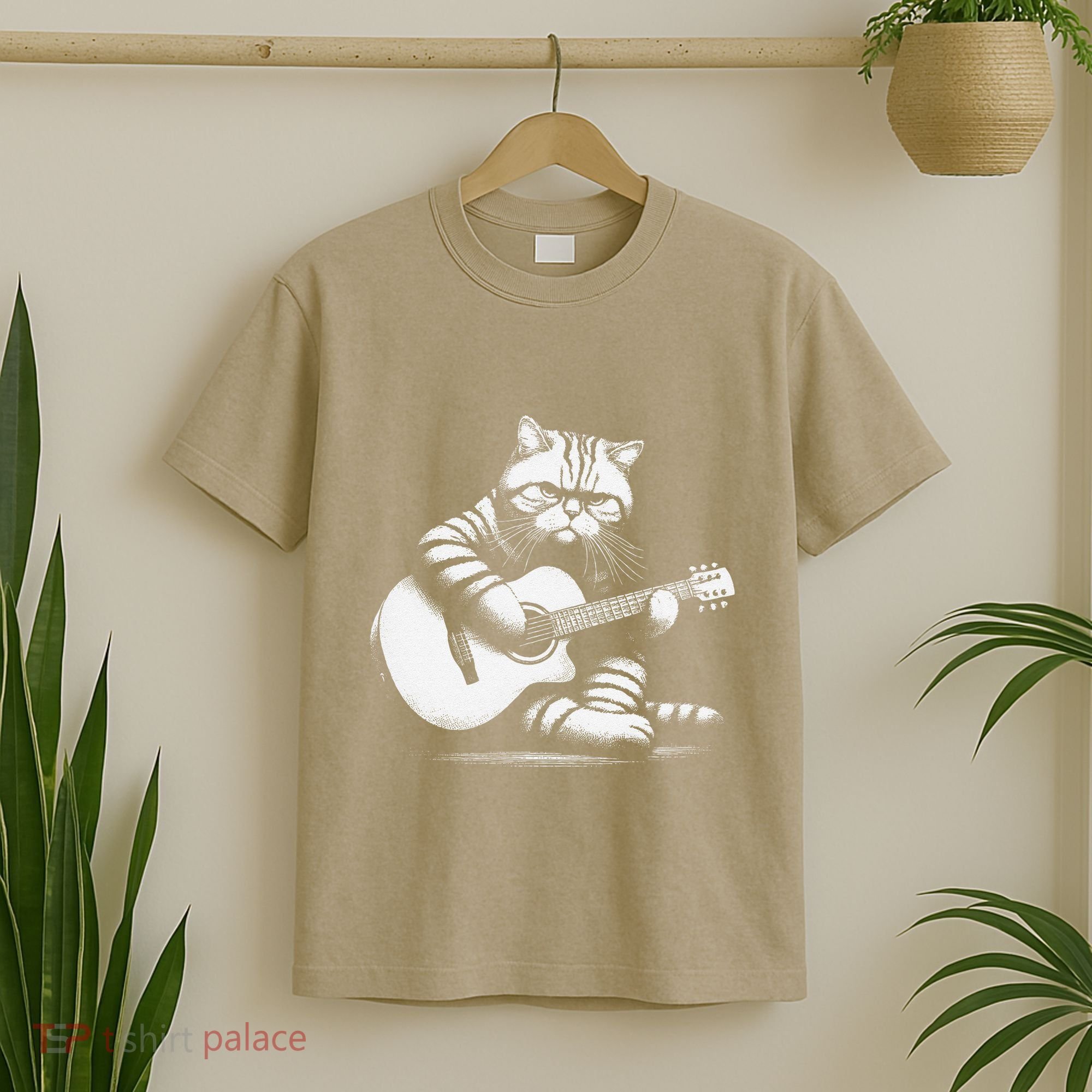 Cat Playing Guitar Acoustic Guitar T-Shirt