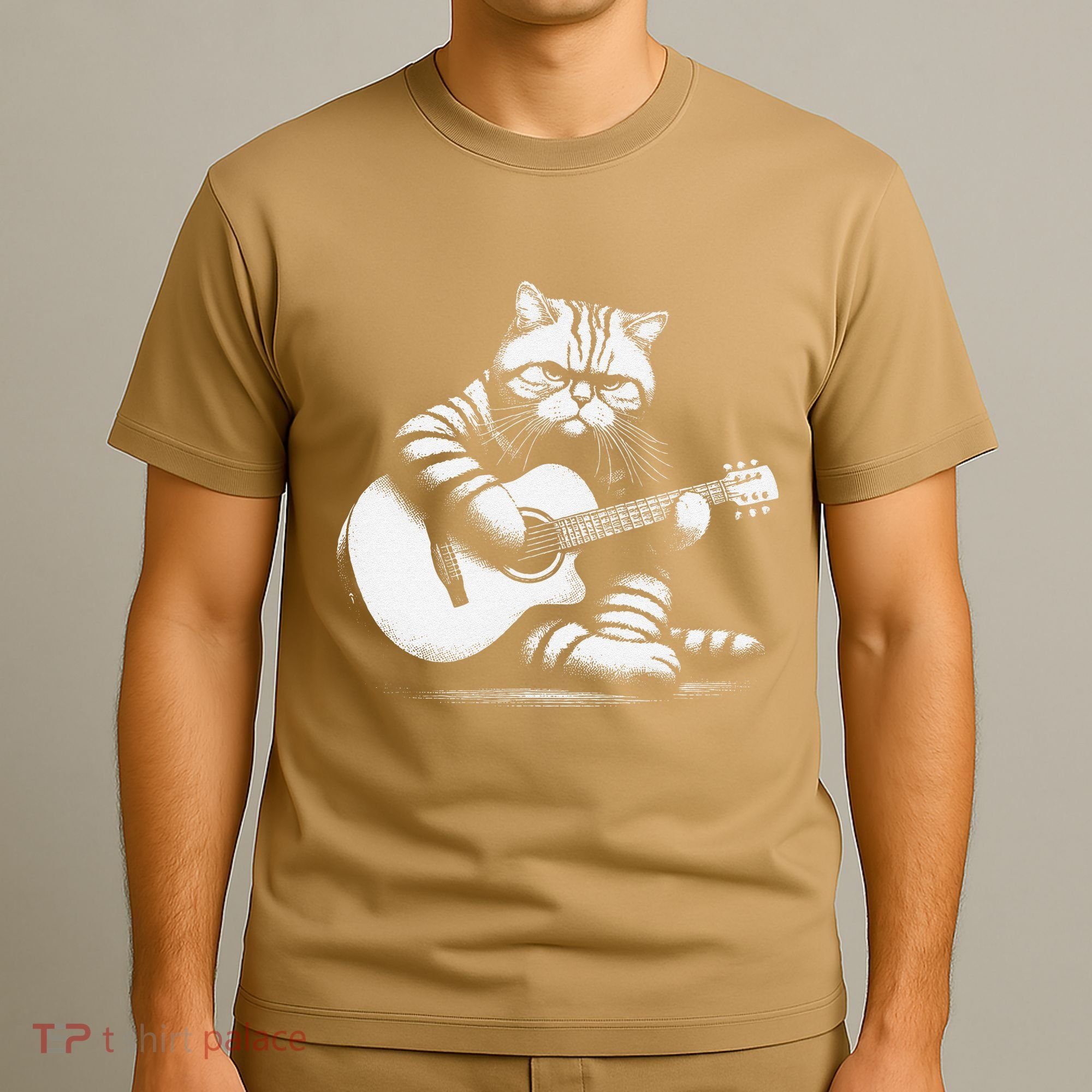 Cat Playing Guitar Acoustic Guitar T-Shirt