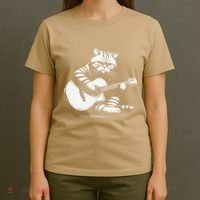 Cat Playing Guitar Acoustic Guitar T-Shirt thumb 4
