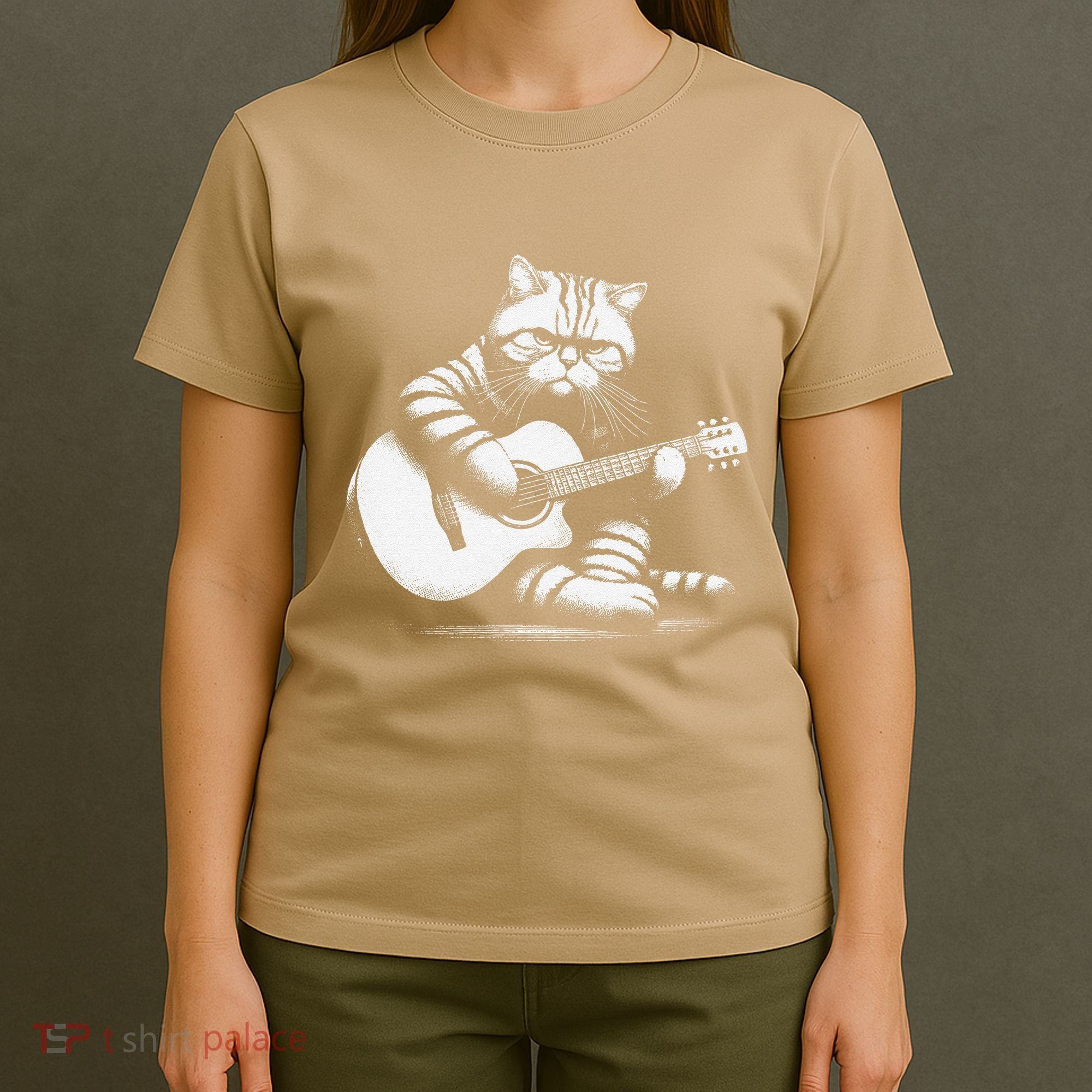 Cat Playing Guitar Acoustic Guitar T-Shirt