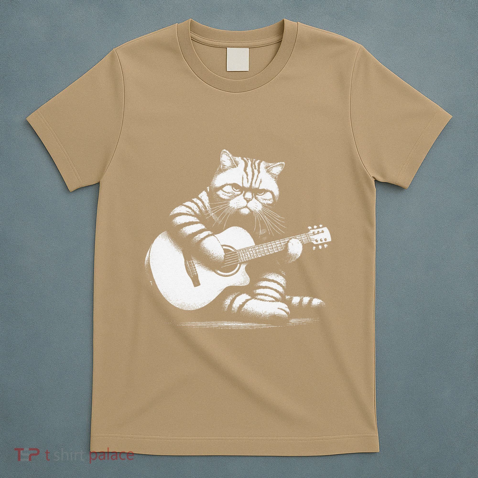 Cat Playing Guitar Acoustic Guitar T-Shirt