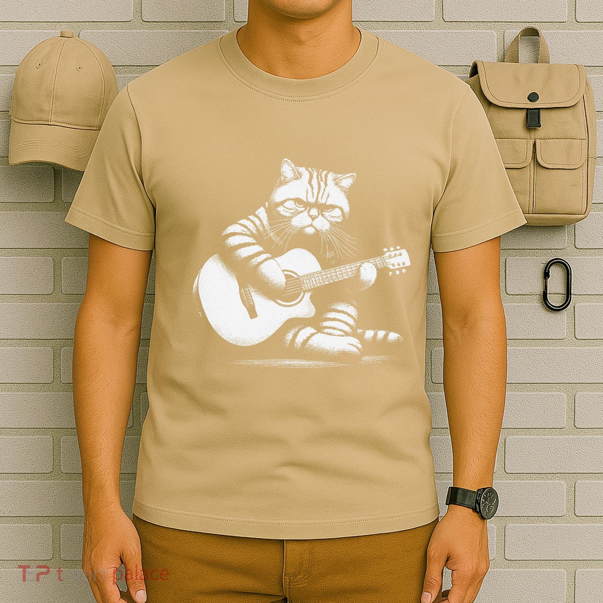 Cat Playing Guitar Acoustic Guitar T-Shirt