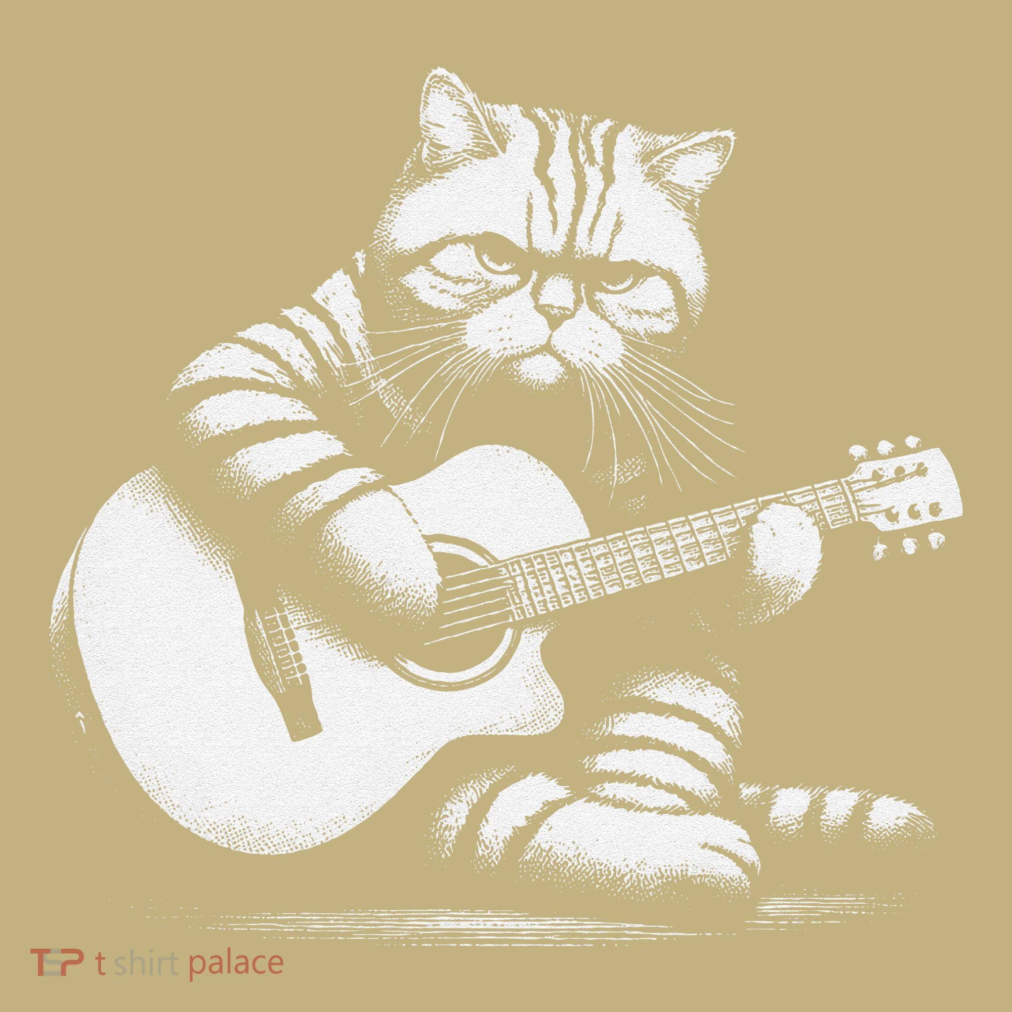 Cat Playing Guitar Acoustic Guitar T-Shirt