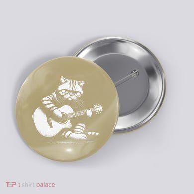 Cat Playing Guitar Acoustic Guitar Button