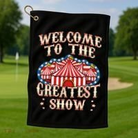 Circus Party Gift Clown Lion Fire Ring Acrobat Funny Golf Towel thumb 1