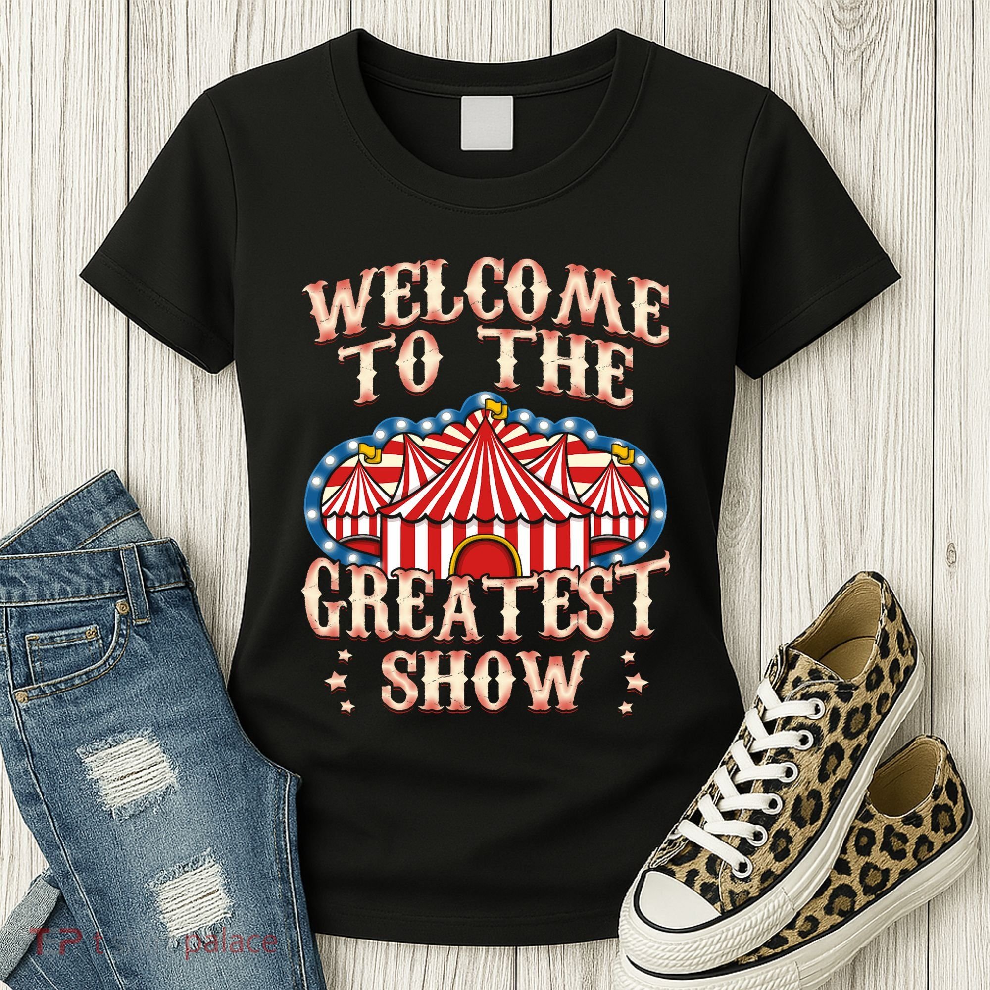 Circus Party Gift Clown Lion Fire Ring Acrobat Funny Women's T-Shirt